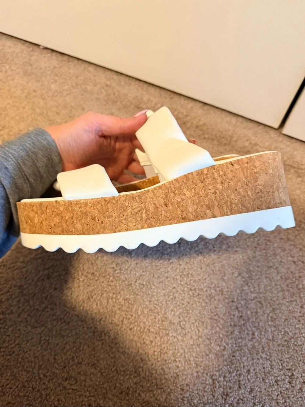 Xappeal White Cork Platform Slide Sandals Size 9 New